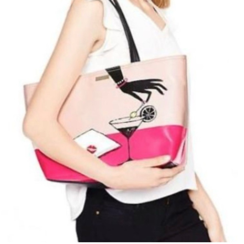 Kate Spade Love Birds Francis Wink Cocktails Kisses Martini Tote
